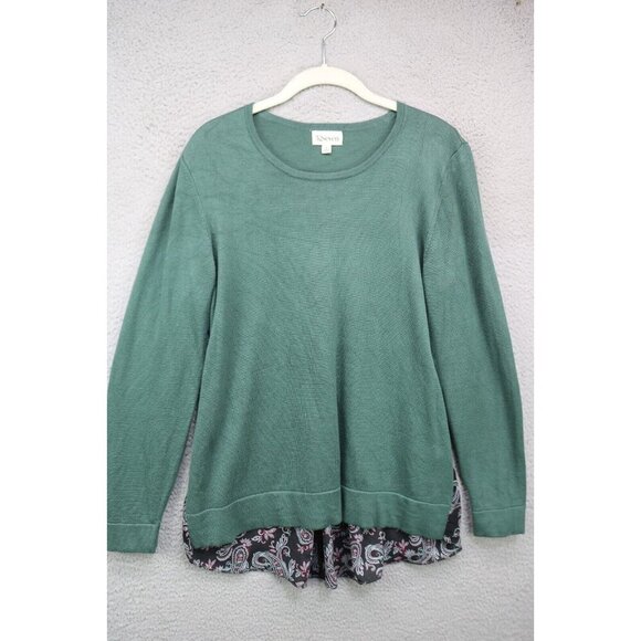 52Seven Long Sleeve Green Pullover Sweater-Size Large-Paisley Back - Picture 1 of 10